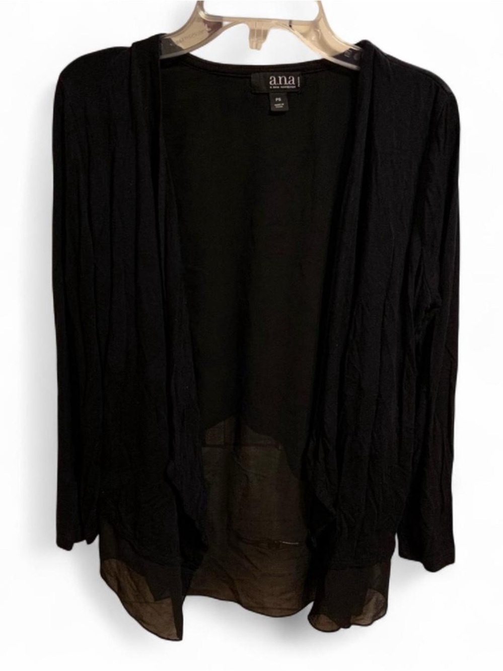 a.n.a Black Open-Front Sheer-Hem Women's Cardigan